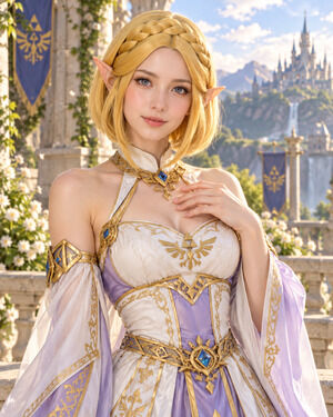 Princess Zelda Cosplay Wig and Elf Ears Legend of Zelda Halloween Anime Costume
